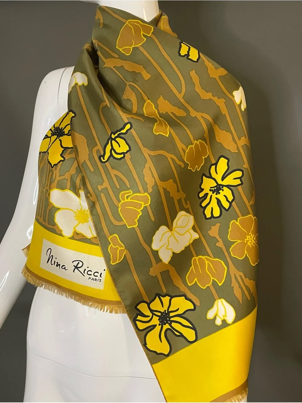 Gorg Vintage Nina Ricci Silk Scarf 15 x 54 Very Good Condition